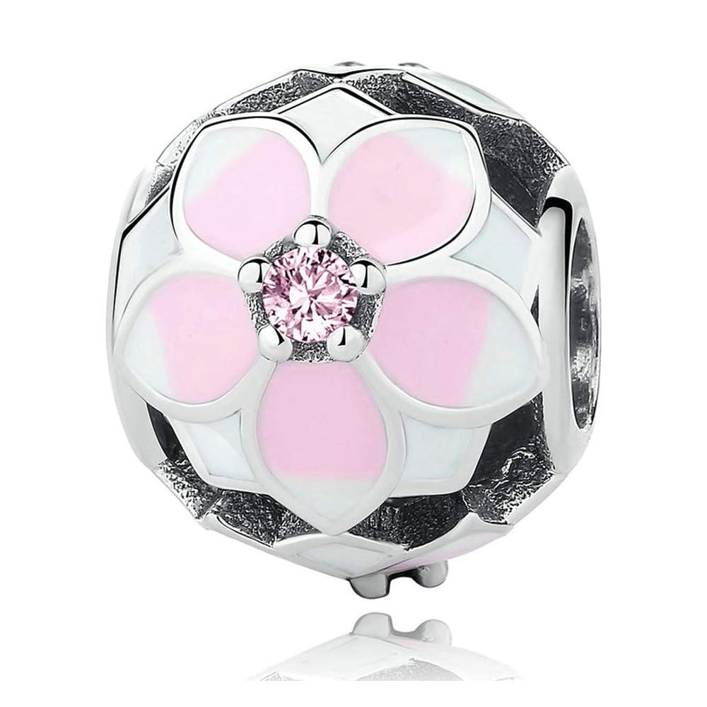 2017 Spring Collection DIY Fits for Pandora Original Bracelets Authentic 925 Sterling Silver Magnolia Bloom Charm Bead Fits Pandora Bracelets DIY Jewelry Making