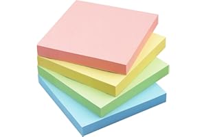 EASTERN WOLF Sticky Notes 3x3 Self-Stick Notes Bright Colors Sticky Notes 4 Pads 100 Sheets/Pad (Pastel)