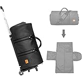 seyfocnia Rolling Garment Bag,Wheeled Garment Bag for Travel with Wheels Overnight Bags with Wheels Carry On Garment Bag with Shoe Compartment Suitcase Convertible Garment Duffle Bag-Black