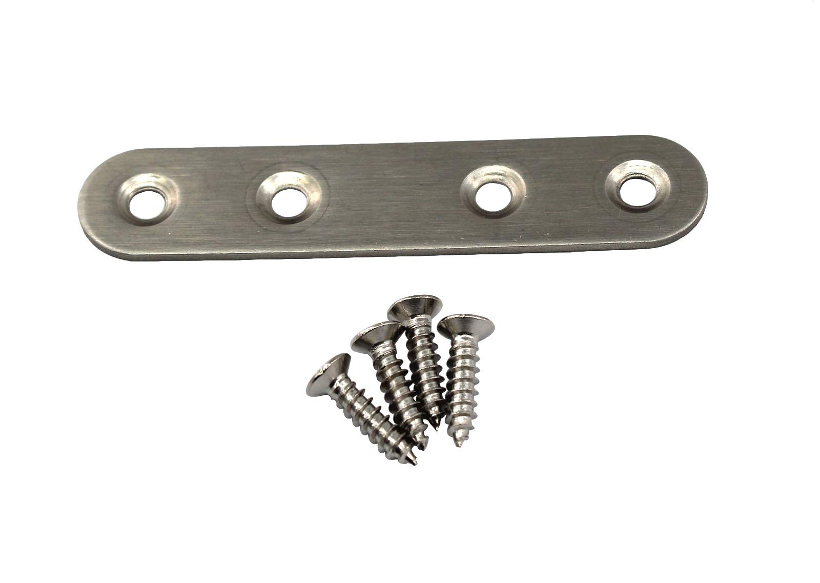 Stainless Steel Corner Bracket Flat Straight Plate Joint Connector Pack of 12 pcs with Necessary Screws Size 77 x 16mm