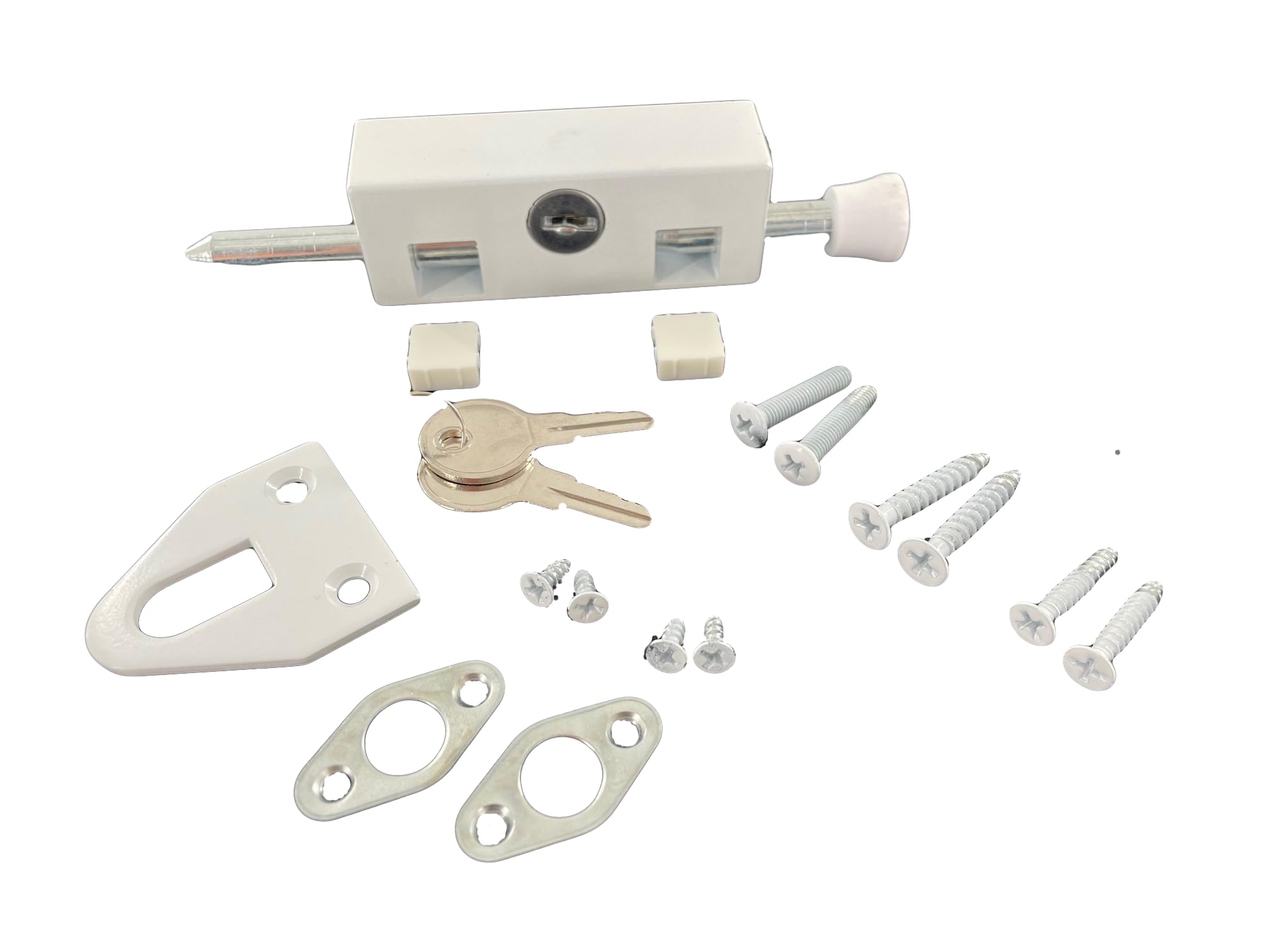 Pro-Lok Entry Armor EPL-106-W Patio Door Lock- Keyed Lg Rectangle (White Finish)