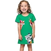HILEELANG Toddler Girl Short Sleeve Easter Dress Cotton Casual Jersey Shirt Playwear Applique Dress