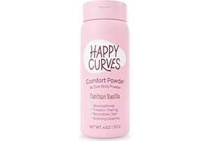 HAPPY CURVES Comfort Powder: Talc Free Anti Chafe Body & Foot Dusting Powder Deodorant for Inner Thigh Chafing, Private Areas