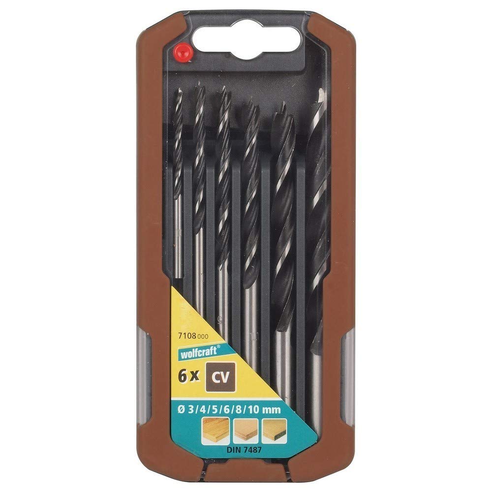 wolfcraft CV Wood Twist Drill Bit Set 6 Pcs. I 7108000 I for Drilling into softwood