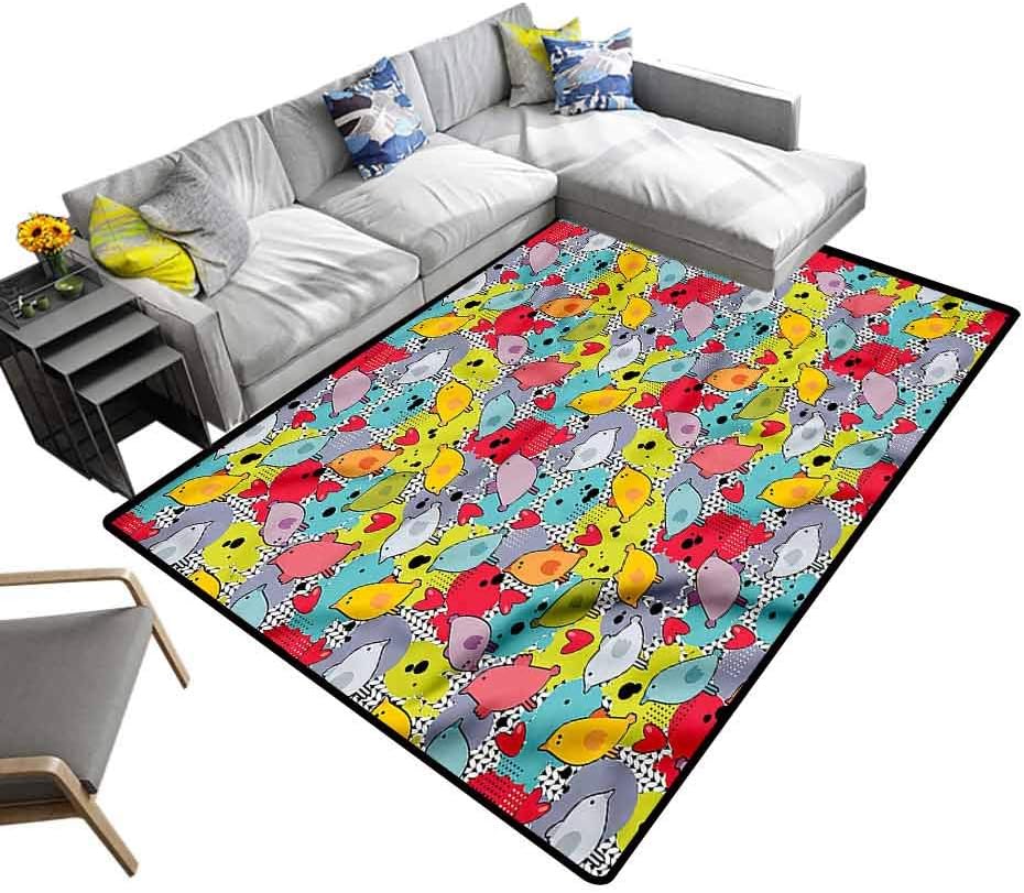 Birds, Camping Mat Animal Silhouettes Splash Extra Soft and Comfy Carpet Easy to Clean Stain Fade Resistant Super Soft, 3'x 5'