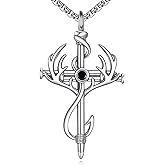 LWQQWL Fish Hook Cross Neckalce for Men Sterling Silver Cross Pendant Necklaces Hunting Jewelry Gifts for Men Women