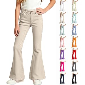 NUOLALDH Uniform Pants For Girls Flare Leg Trouser High Waist Bootcut Dress School Pant 5-16Y