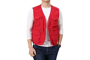Flygo Men's Utility Cargo Vest Outdoor Fishing Safari Travel Work Photo Vest with Pockets
