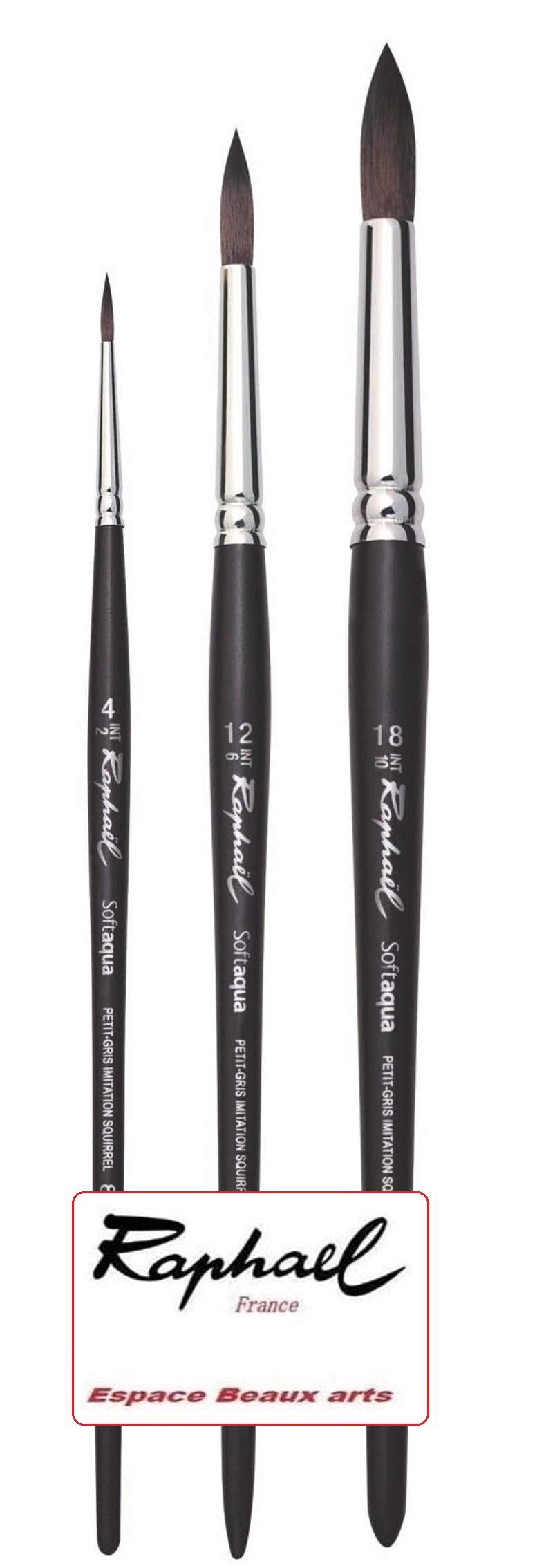 Raphael SOFTAQUA Series 845 Vegan Brush No.4 .12. 18. Set of 3 (Raphael France)