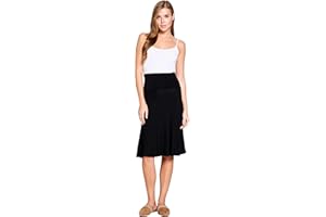 Popana Womens Casual Knee Length A-Line Stretch Midi Skirt Plus Size