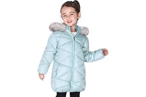 SOLOCOTE Girls Winter Coats Hooded Sherpa Lined Lightweight Jacket Thick Warm Puffy Waterproof Windproof Cotton Shiny Jackets