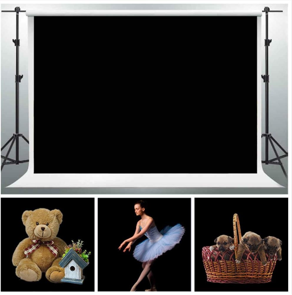 GESEN Black Muslin Backdrop 10x7ft Solid Non-woven Fabric Seamless Background Photo Video Studio Props WGE001