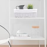 Woodluv Storage Baskets Woven White Medium with Removable Liner view 6