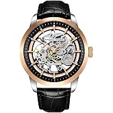 Automatic Mens Watches Skeleton Mechanical Wrist Watch for Men Waterproof Genuine Leather Watchband Luxury Self-Winding Stainless Steel Analog Watch for Men Collection PAGANI DESIGN