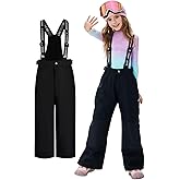 SMONTY Kids Winter Ski Pant Snow Bibs Boys Girls Snow Trouser Waterproof Windproof Snowboard Warm Detachable Shoulder Straps