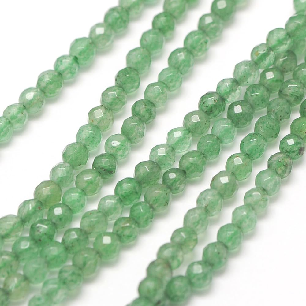Airssory 120 Pcs 3mm Natural Green Aventurinee Beads Strands Faceted Round Small Loose Crystal Gemstone Bead Spacer for DIY Jewelry Craft Making