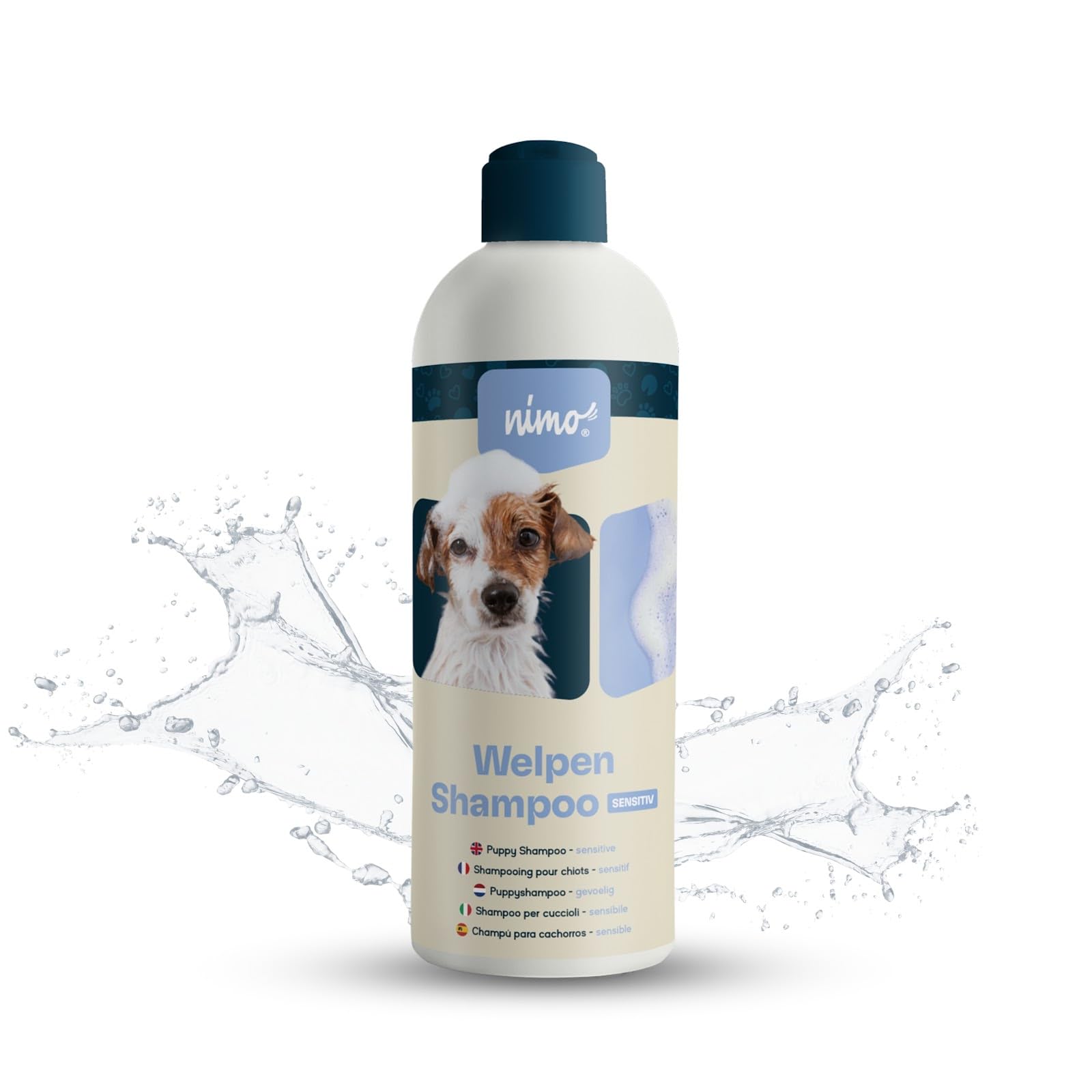 nimo® Puppy Shampoo Sensitive | No Fragrances & pH Neutral with Collagen | For All Dog Breeds and Sensitive, Allergic Puppies | For Better Combing & Shiny Coat, 100% Animal Suffering Free