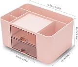 RISEMART Desk Organiser with 2 Drawers Pink 19.5x14x10cm Pen Holder Notebook view 3