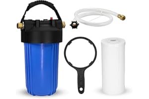 VIREGO RV Water Filter System with 3/4" Brass Thread and Wrench, Inline Water Filter for RV, Anti-Clog RV Chlorine Water Filter Certified by NSF/ANSI 42, Maximum Water Pressure 90 PSI