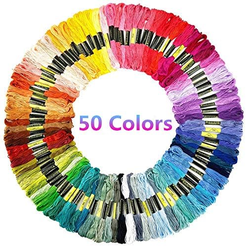FILWO Embroidery Threads 50 Skeins Pack, Embroidery Tools Colour Floss Cross Stitch Threads Craft Thread Sewing Friendship Bracelets Thread for DIY Crafts