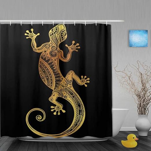 Amazon Com Lnimiohox Shower Curtain Gecko Lizard Reptile Herpetology Cloth Fabric Bathroom Decor Set With Plastic Hooks Included 72 X 72 Inches Home Kitchen