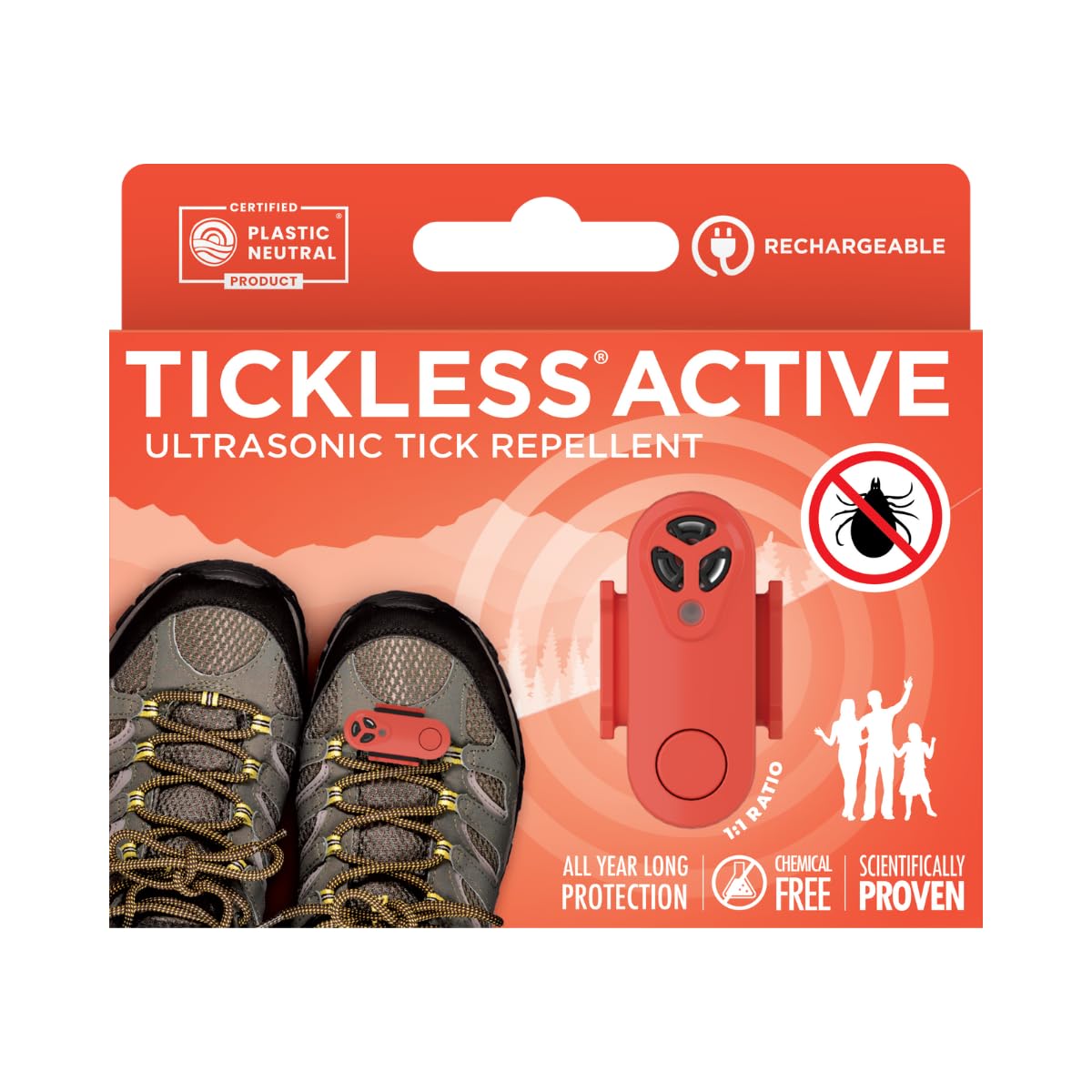 Tickless Active | for outdoor activites | Ultrasonic Tick repeller for all ages - Corall