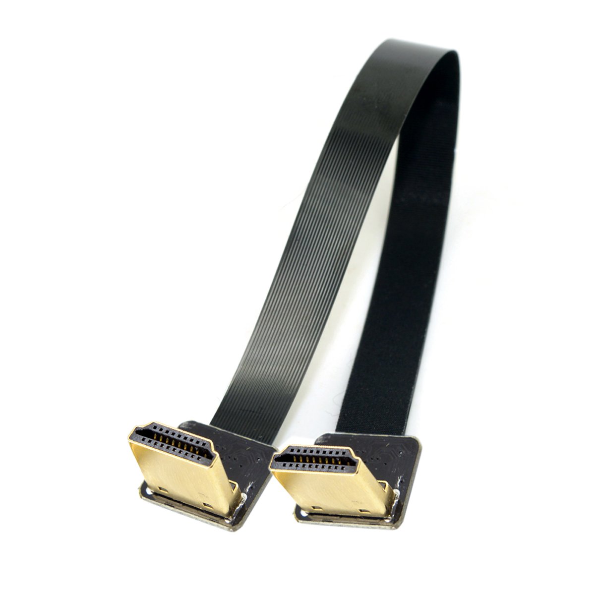 Cablecc CYFPV Dual 90 Degree Down Angled HDMI Type A Male to Male HDTV FPC Flat Cable 20cm for FPV HDTV Multicopter Aerial Photography