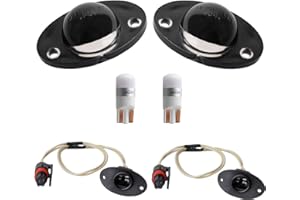 HERCOO LED License Plate Light Lens Rear Lamp Socket Wiring Harness Pigtail Black Housing Compatible with 1994 1995 1996 1997 1998 1999 2000 2001 2002 Dodge Ram 1500 2500 3500 Pickup Truck Step Bumper