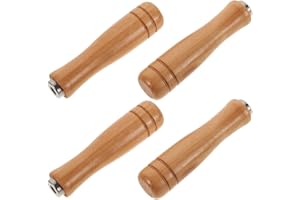 NUOBESTY 4Pcs Wooden File Handles Ergonomic Portable Rasp Cutter Handle Replacement with Comfortable Non-Slip Grip for Files 