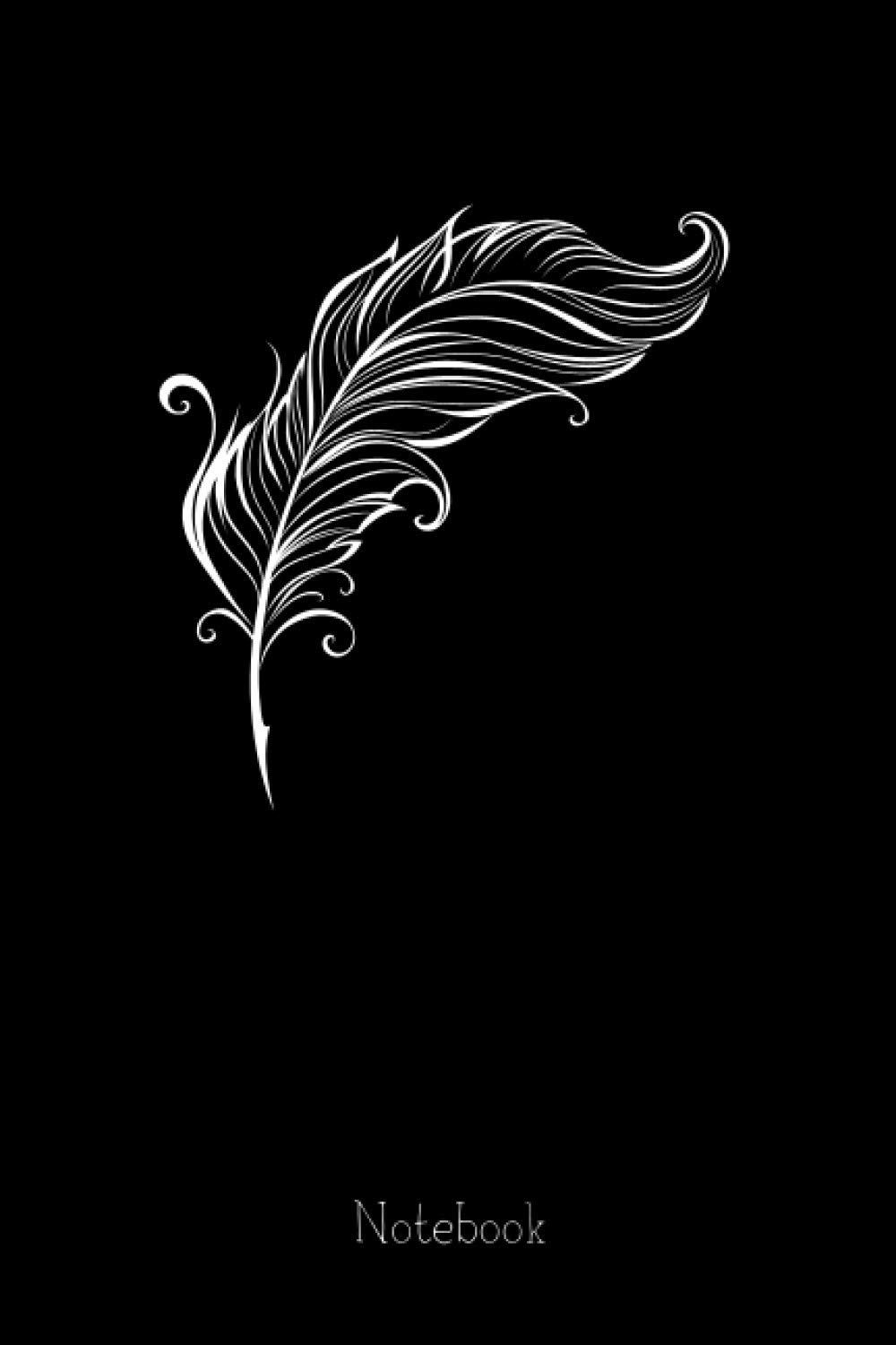Fourth Feather Black and White Notebook: Lined Notebook Journal