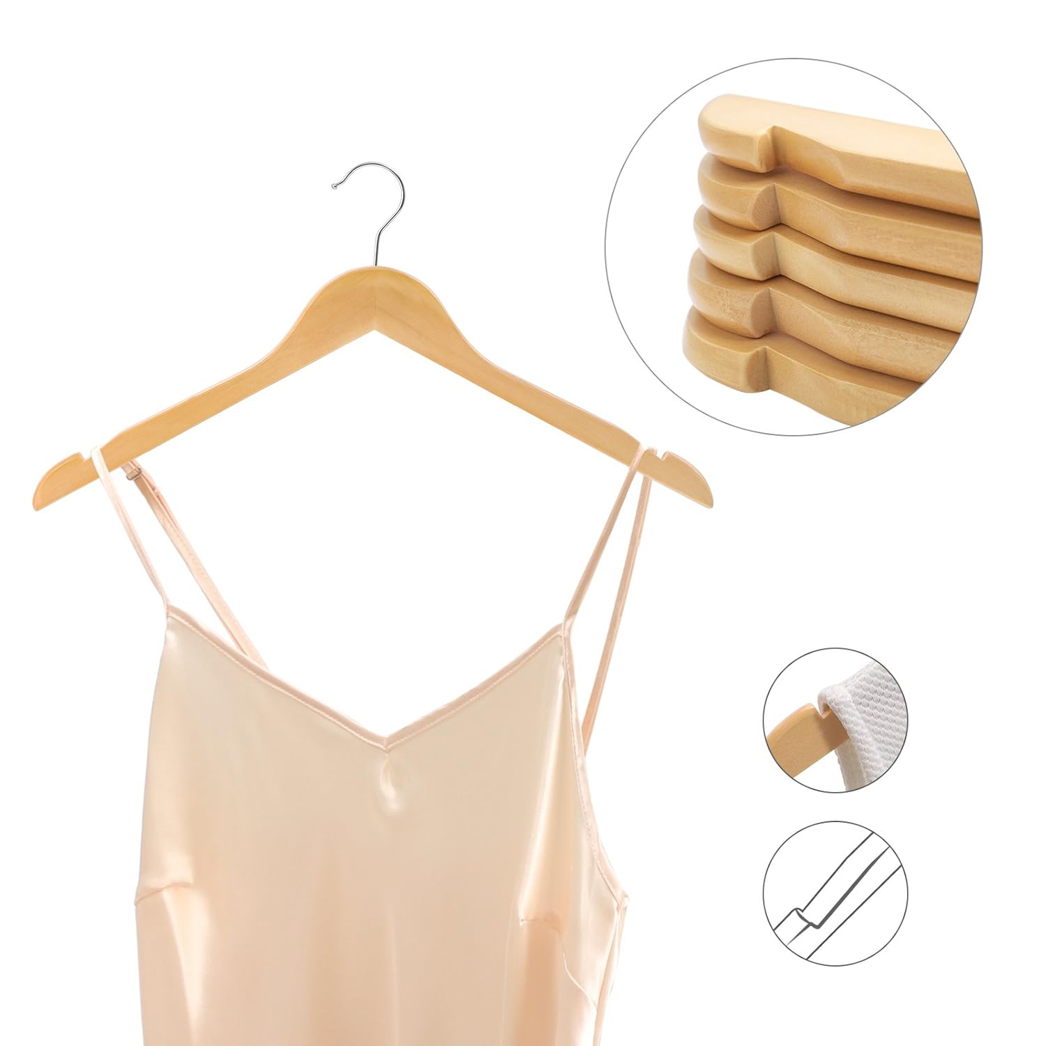 para Camisas Abrigos SONGMICS Set de 20 Perchas de Madera Vestidos