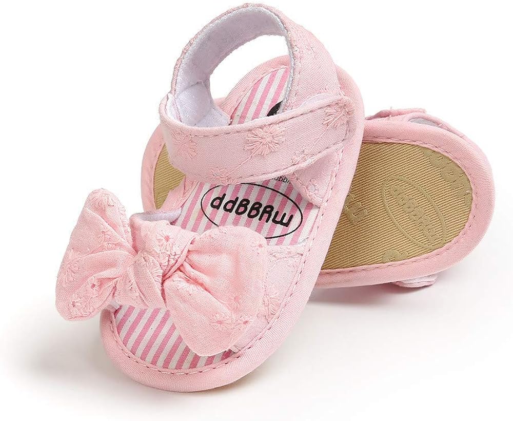  | Meckior Baby Toddler Infant Girls PU Leather Soft Closed Toe Summer Sandals Flower Princess Flat Shoes | Sandals