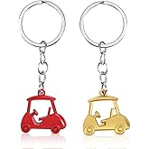Mikovivi 2pcs Golf Cart Keychains, Stylish Zinc Alloy Key Ring Golf Themed Key Holder Perfect Souvenir for Players and Fans
