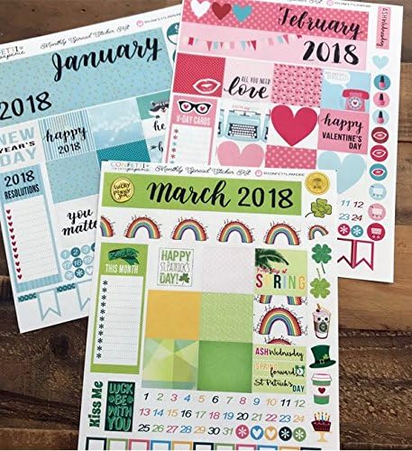 January, February and March 2018 Planner Stickers - Monthly Headers - St. Patrick's, Easter Planner Sticker Bundle - March Collection, Erin Condren Stickers, Life Planner Stickers, Planner Accessory
