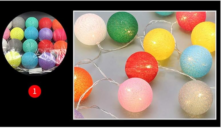 Guirlande Lumineuse Coton Boule Arbre De Noel Halloween Ficelle 10 Led 15m