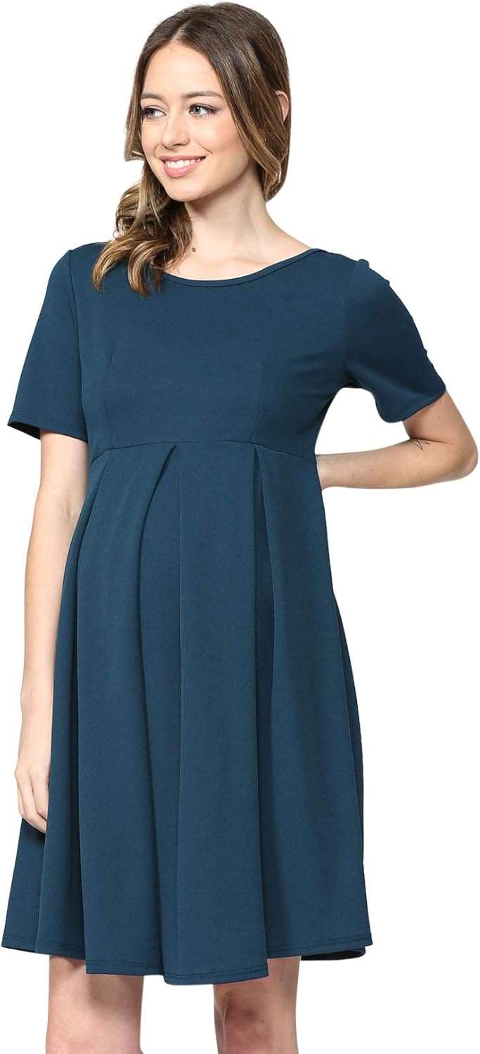 HELLO MIZ Women's Maternity Midi Dress with Front & Back Pleat at  Women’s Clothing store