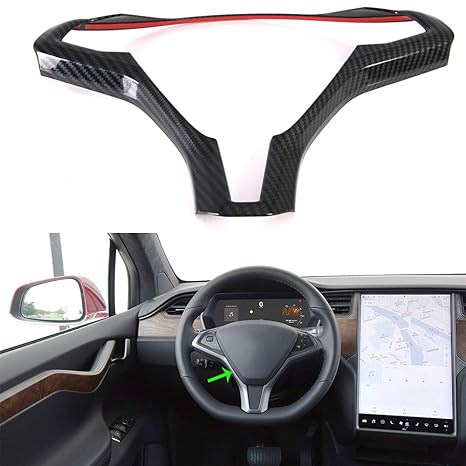 Obl Steering Wheel Cover 1piecs For Tesla Model X 2018 2019 Abs Plastic Car Accessories Steering Wheel Cover Imitation Carbon Fiber