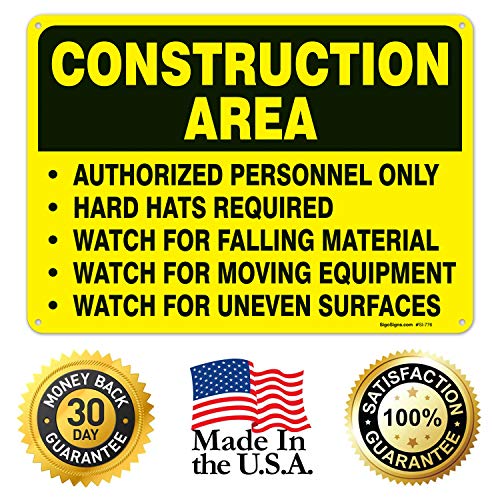 image for Construction Area Sign, Authorized Personnel Only Sign, 10x14 Rust Fre