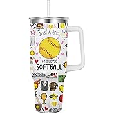 Jiaazerd Softball Tumbler 40 oz,Softball Travel Mug for Softball Lover Birthday,Christmas,New Years (Softball)