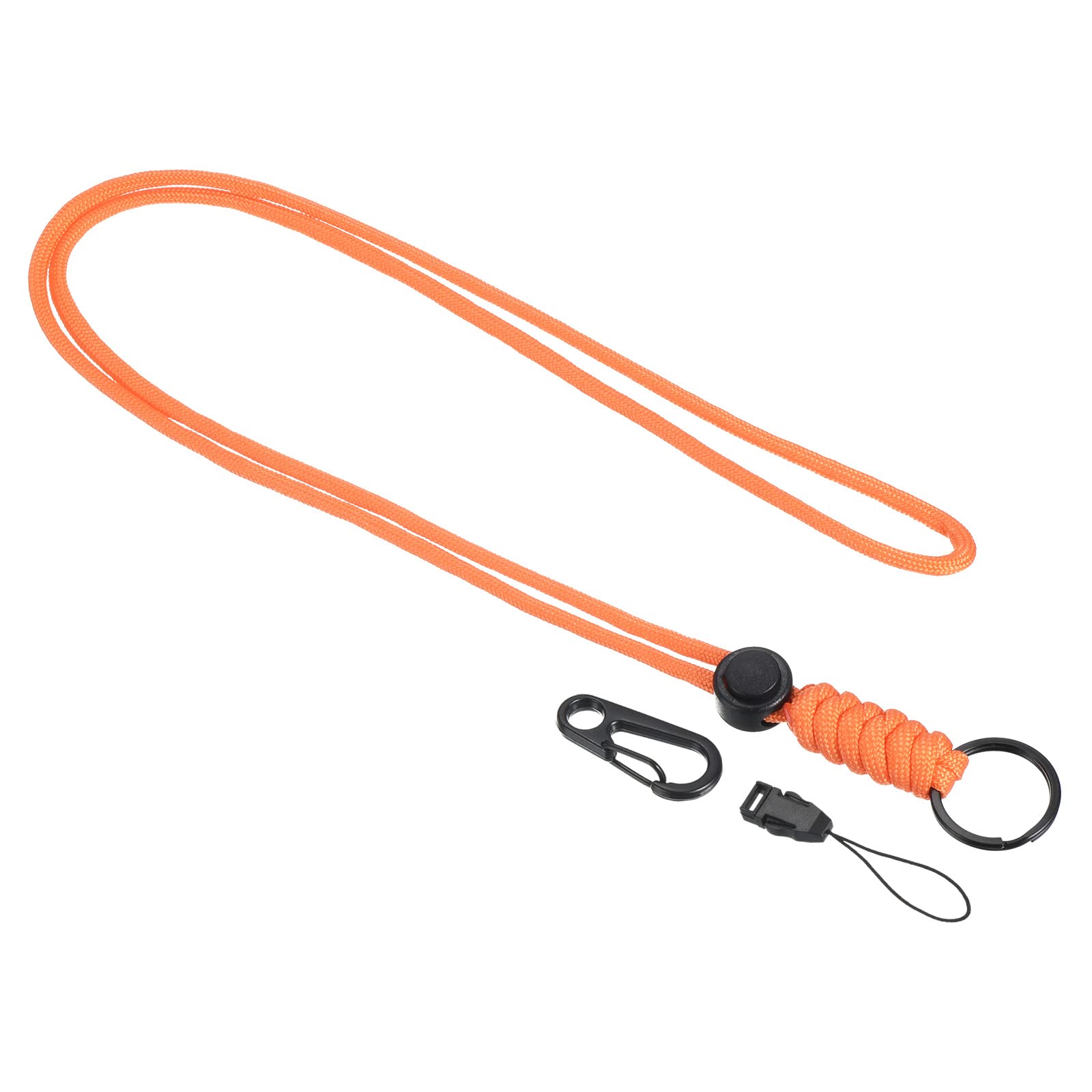 PATIKIL Paracord Lanyard 20.5 Inch, Necklace Keychain Cord Metal Clasp Hook Ring Strap for Keys Whistle ID Card Badge Holder, Orange