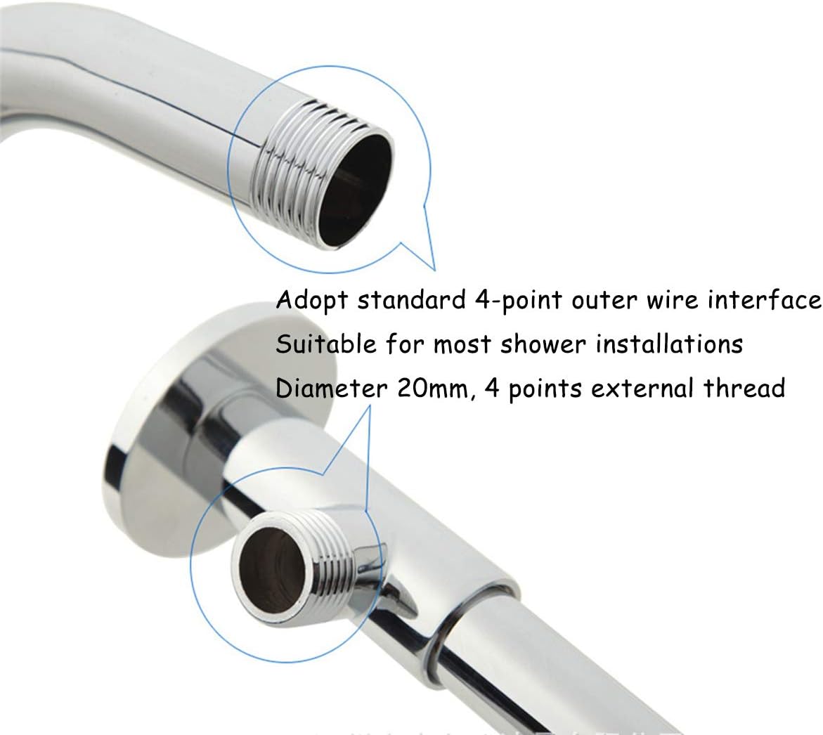 Shower Arm Accessories,CHENKEE 41 cm Stainless Steel Shower Head Arm Bathroom Extension Tube Copper Holder Silver Polished Chrome Head Extension Rod With 2 roll PTFE Seal Tape for Rainfall Shower Head - Image 4
