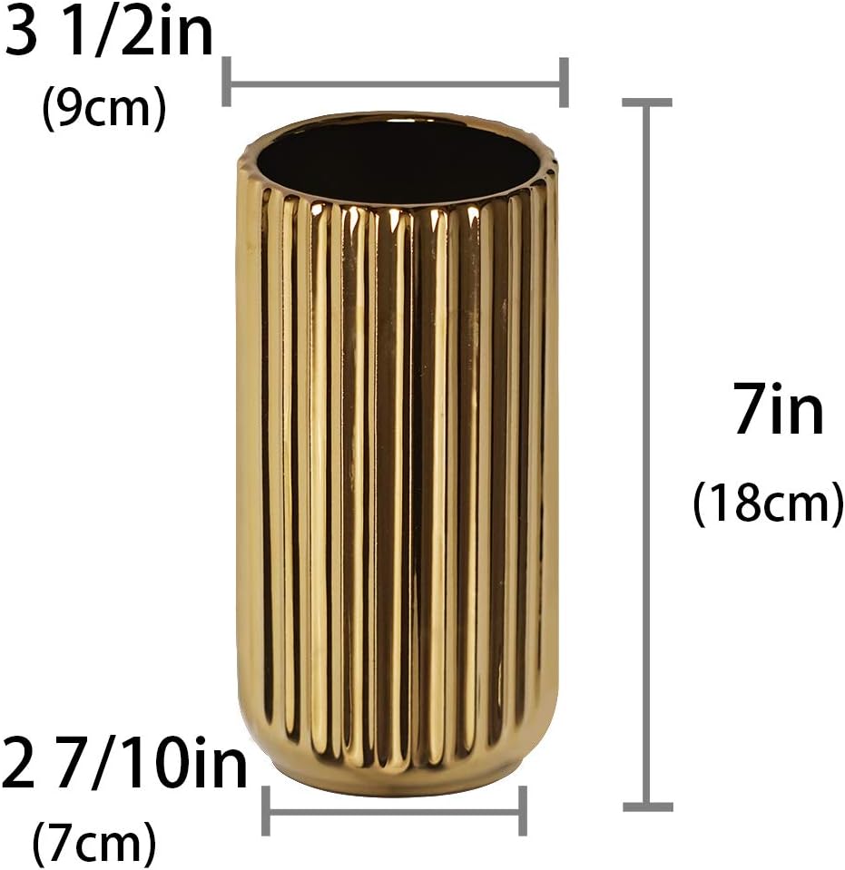 7 inch Gold Ceramic Flower Vase Home Decor and Table Centerpieces for Friends and Family Christmas, Wedding, Bridal Shower - Image 3