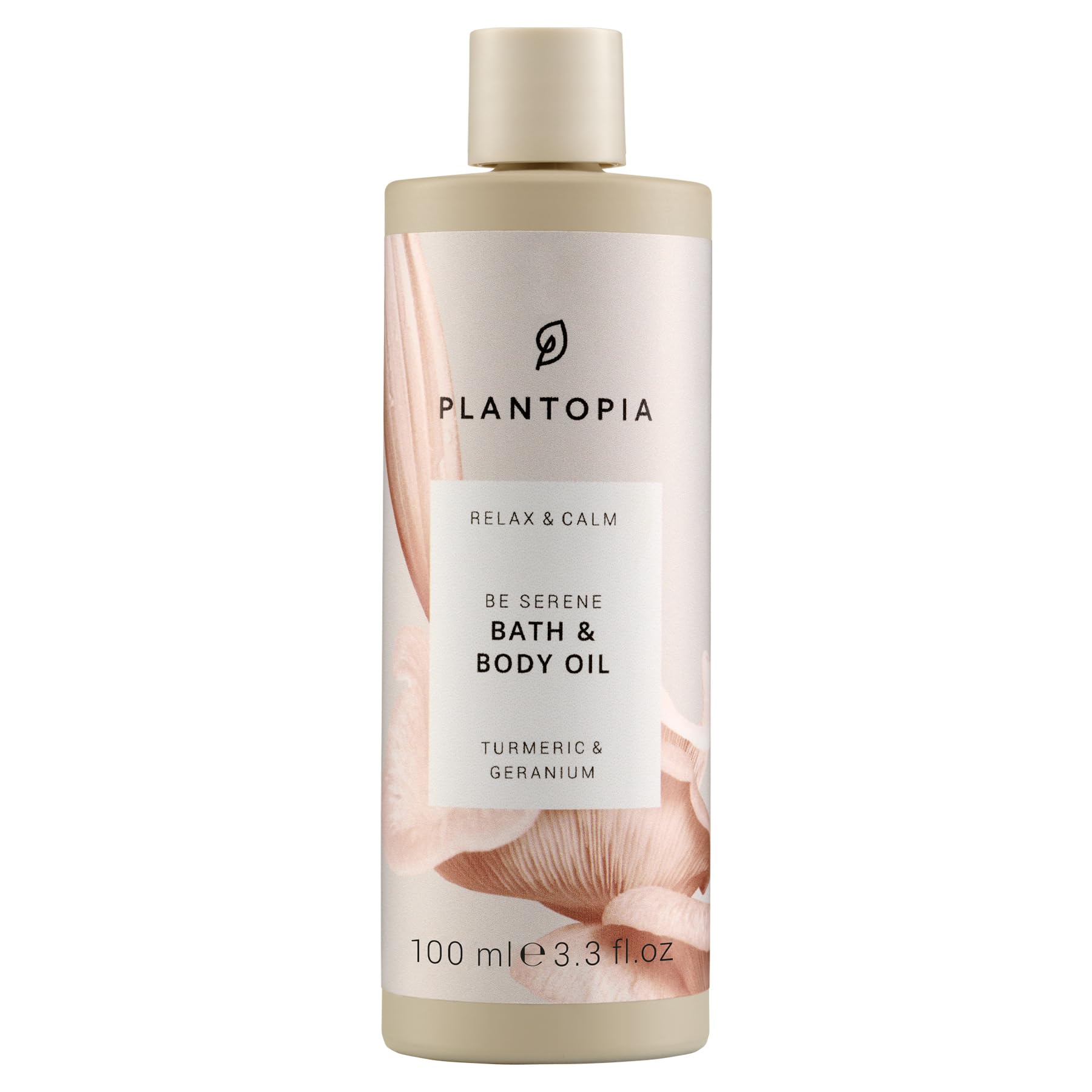 Plantopia Be Serene Bath Oil & Body Oil, 100 ml - Relaxing & Calming Turmeric & Geranium - Cruelty Free Vegan - Moisturising & Anti-Aging Skin Oil