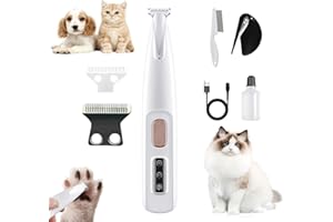 GROLOMO Calm Clippers for Cats – Ultra-Quiet, Waterproof Rechargeable Pet Trimmer with LED Display, Safe and Gentle Grooming for Paws, Ears, Eyes, and Face (Double Blade)