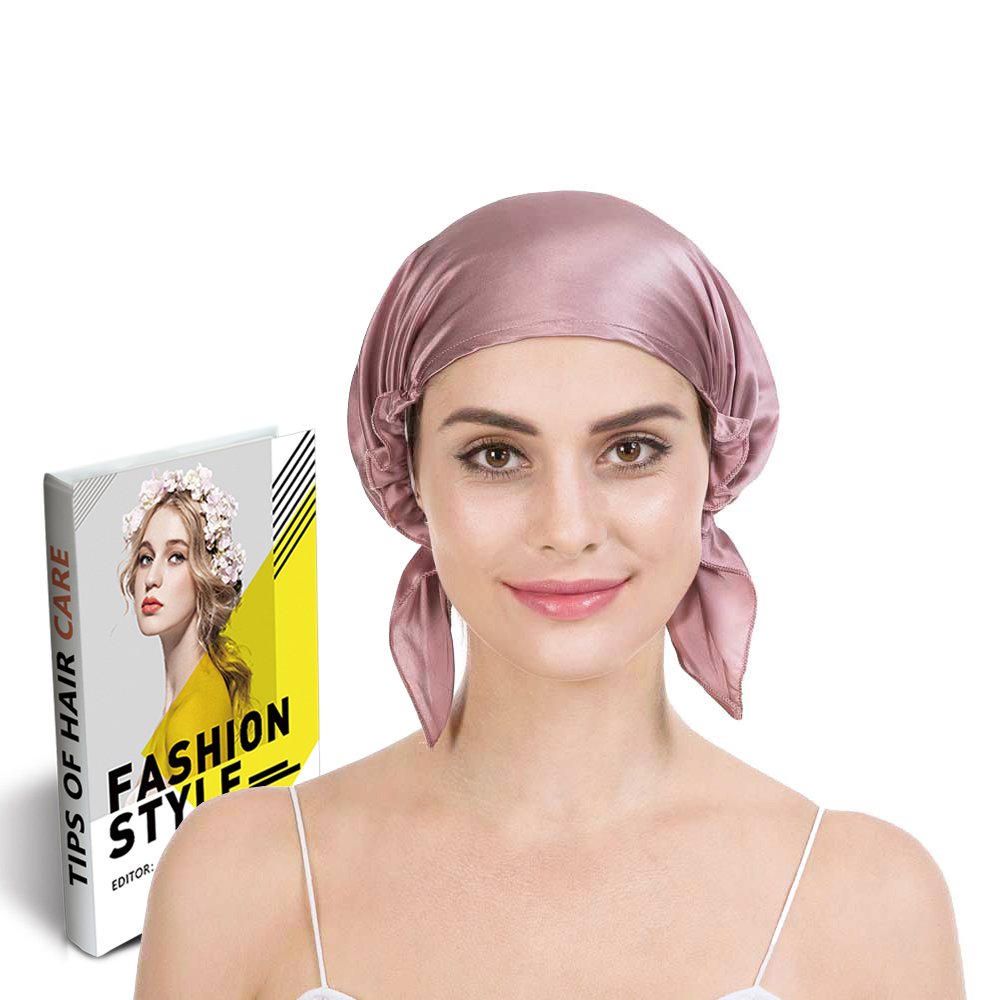 Savena 100% Mulberry Silk Night Sleeping Cap for Long Hair Bonnet Hat Smooth Soft Many Colors, Hair Care Ebook Included (Cameo)