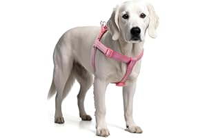 Tiffpaws Stripe Step in Dog Harness for Small Dogs, Freedom Nylon Dog Halter Vests, Lightweight and Escape Proof Puppy Harness, Quick Fits for Small Medium and Large Dogs, Pink L