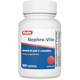 Rugby Nephro-Vite Vitamin B and C Complex, 100 Tablets (1-Pack) | Supports Energy Metabolism, Healthy Nervous System Function and Overall Wellness, Gluten Free Dietary Supplement for Adults