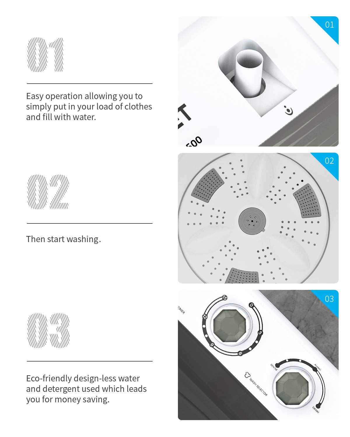 KUPPET Compact Twin Tub Portable Mini Washing Machine 26lbs Capacity