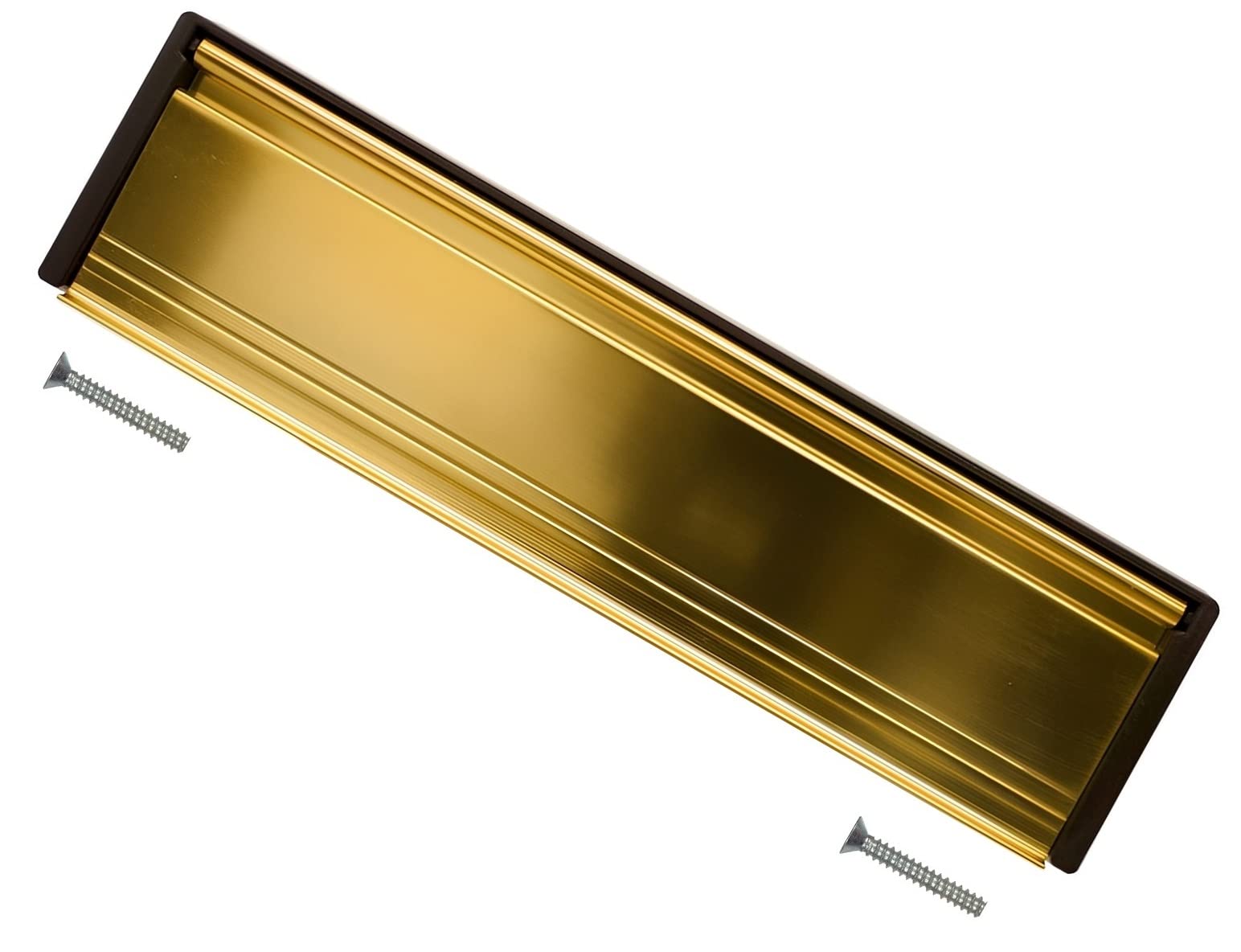 TERF® 300mm Double Side Letter Plate Gold 300mm (12'') Draught Excluder Letter Postal Box Cover Spring Loaded Plate Suitable for 40mm - 80mm Door Thickness uPVC Wood Door with Fixing Screw