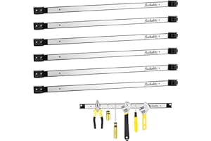 Rechabite 6 Pieces 24" Magnetic Tool Holder Strip, Stainless Steel Surface Tool Magnet Bar, Metal Tool Organizer Rack for Garage Organization, Easy To Install in Workshop, Mounting Screws Included
